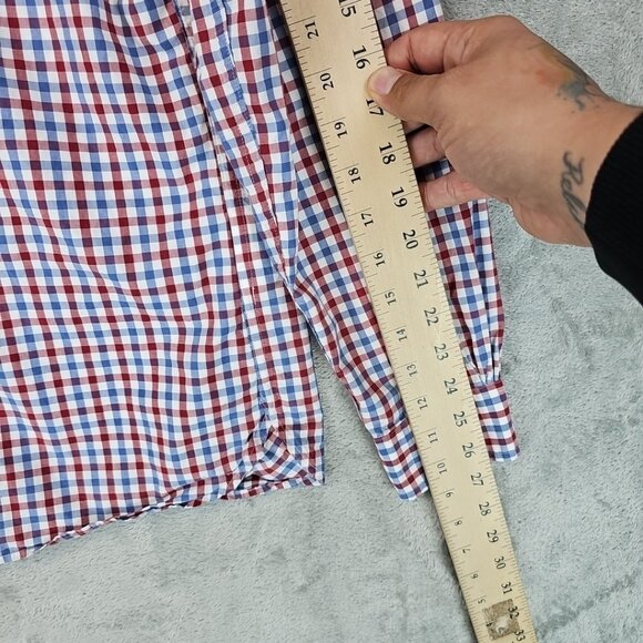 Brooks Brothers Red Fleece Shirt Mens Size M Red/Blue/White Plaid 100% Cotton - Picture 9 of 10